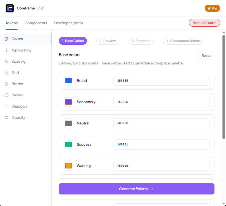 Coreframe plugin interface screenshot